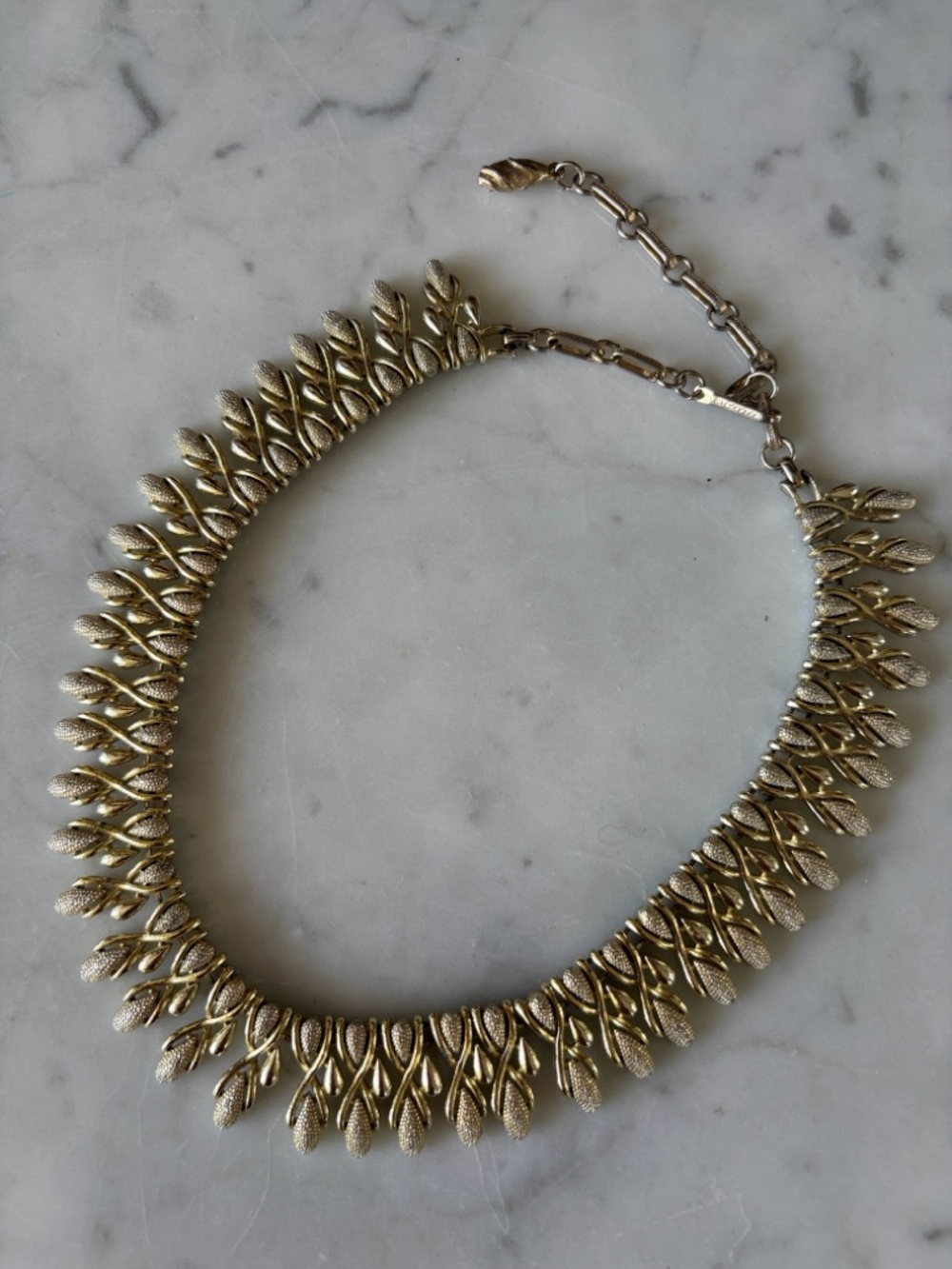 Vintage 1960s Coro Gold Leaf Bib Necklace - Women Jewelry